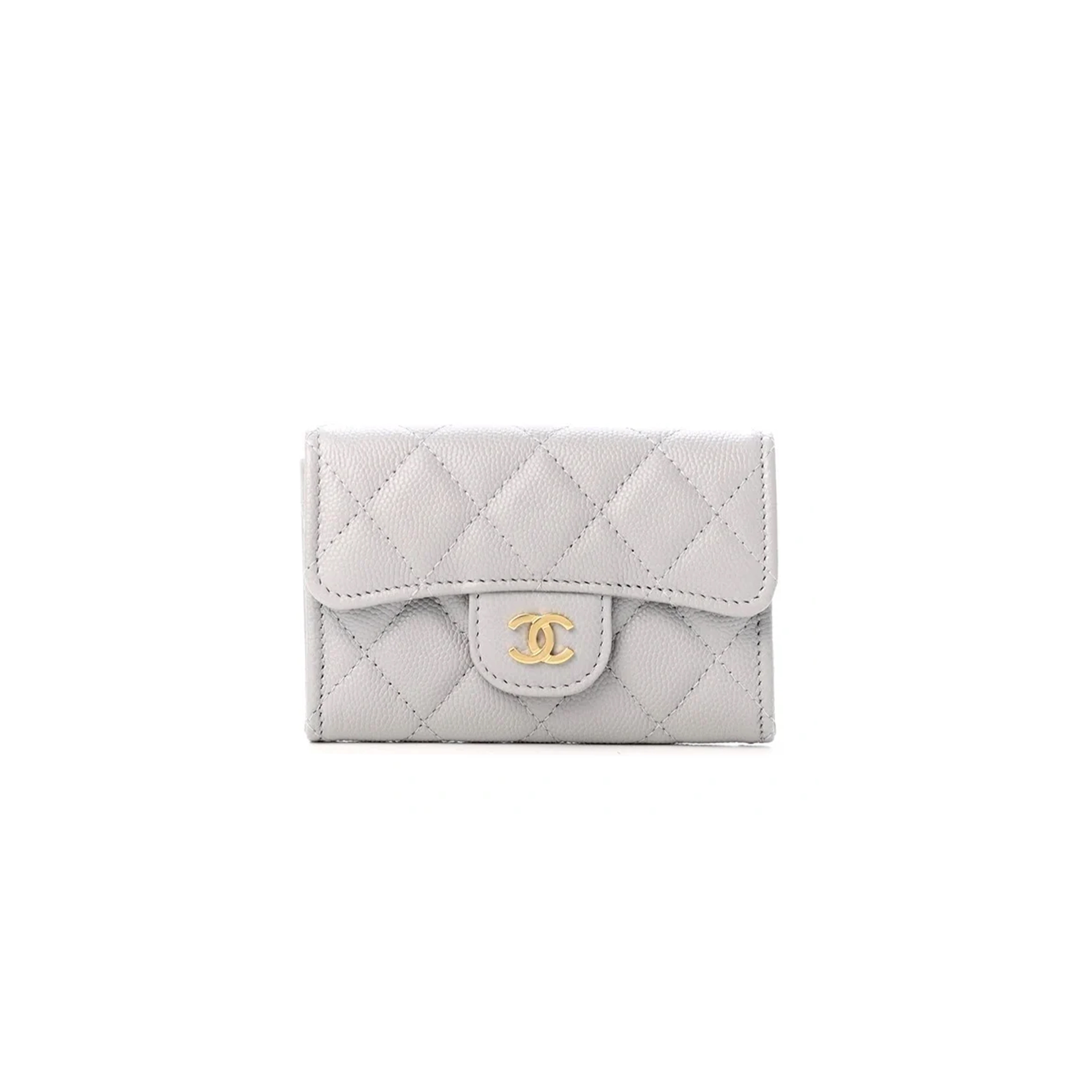 CHANEL CAVIAR QUILTED FLAP CARD HOLDER WALLET GREY AP0214 (11.3*7.5*2.5cm)